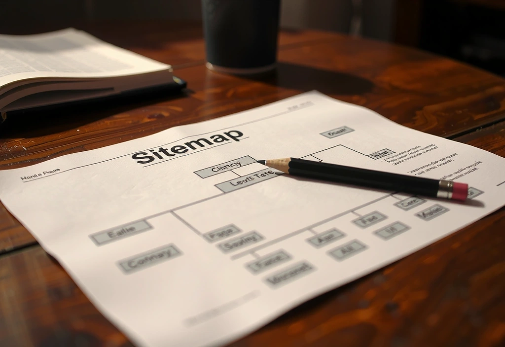 Sitemap document with hierarchy markings